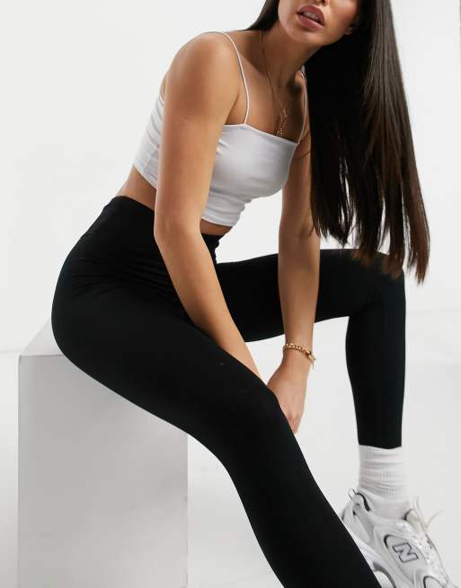 ASOS DESIGN Tall leggings with deep waistband in black