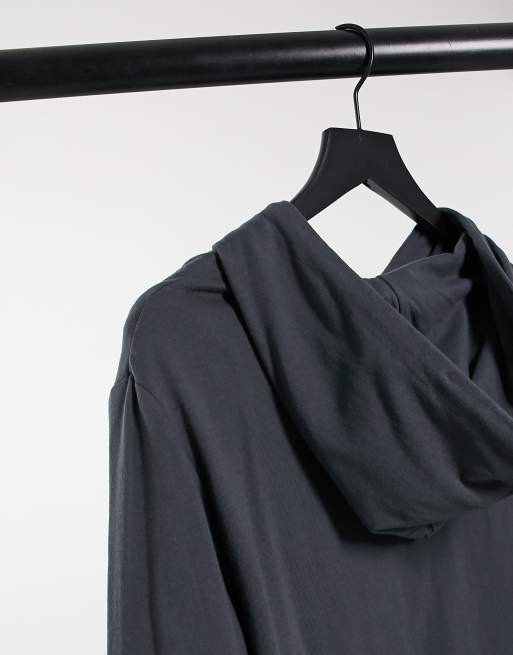 ASOS DESIGN Tall - Lichtgewicht hoodie in zwart met wassing, 4 van 4