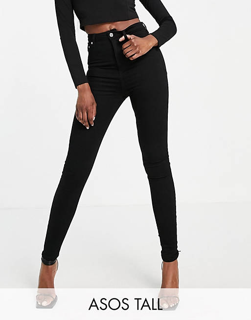 ASOS DESIGN Tall - 'Lift & Contour' - Vormgevende skinny jeans met hoge taille in zwart