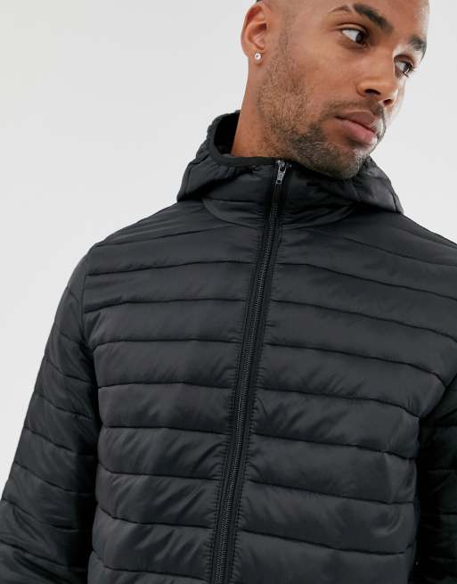 Lightweight puffer jacket on sale with hood mens