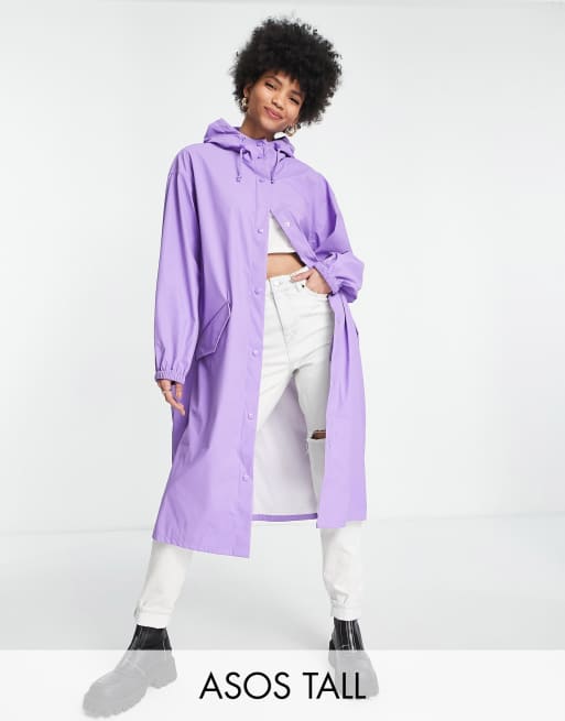 ASOS DESIGN Tall – Lila regnkappa med gummerad yta