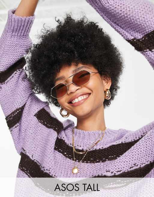 ASOS DESIGN Tall – Liliowy sweter w paski
