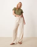 [ASOS DESIGN] ASOS DESIGN Tall linen blend pull on pants in stone-Neutral M stone