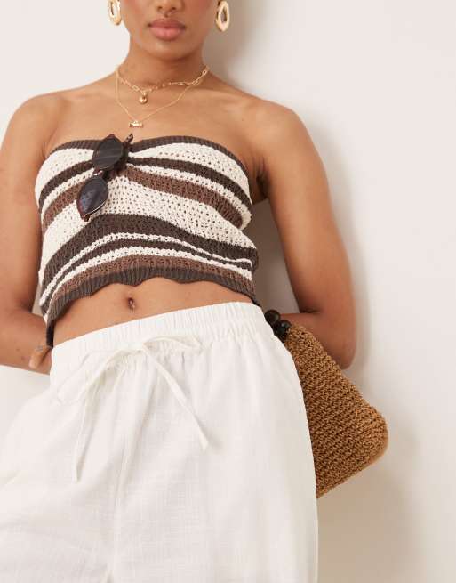 ASOS DESIGN Tall linen look pull on pants in off white