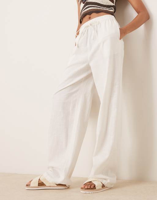 ASOS DESIGN Tall linen look pull on pants in off white