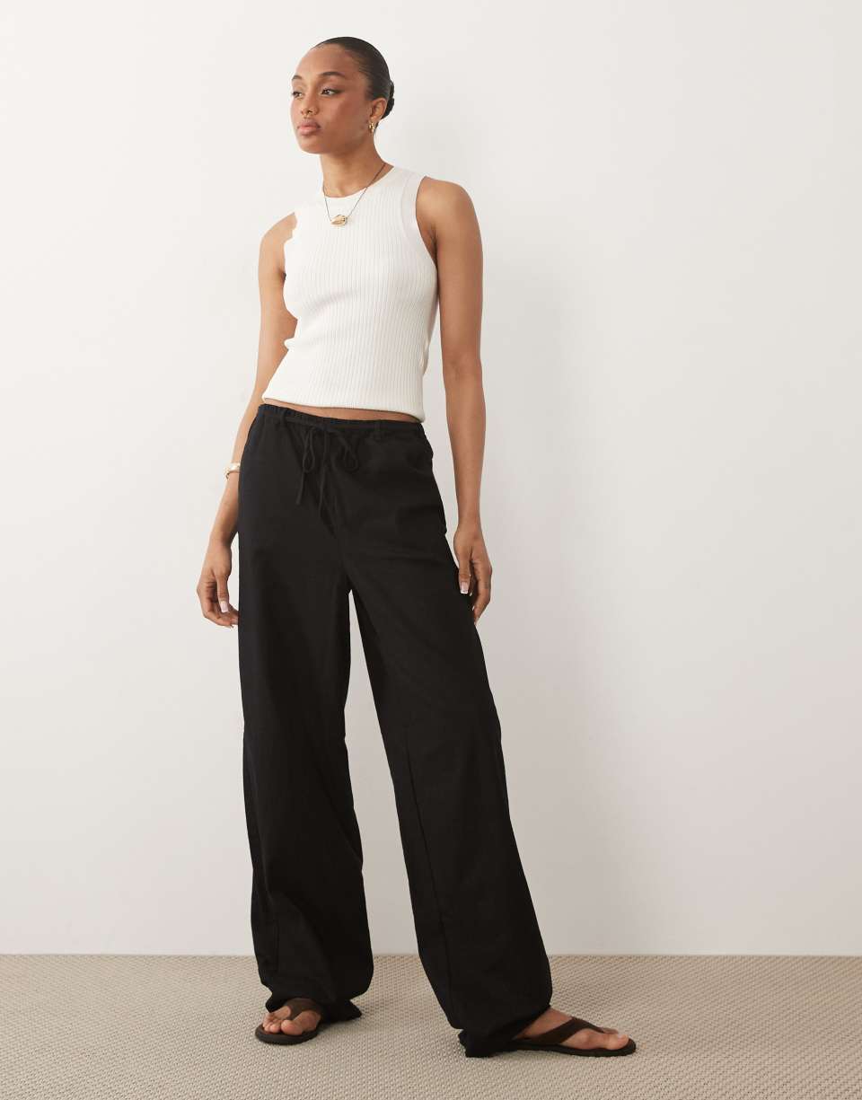 Tall linen look trousers