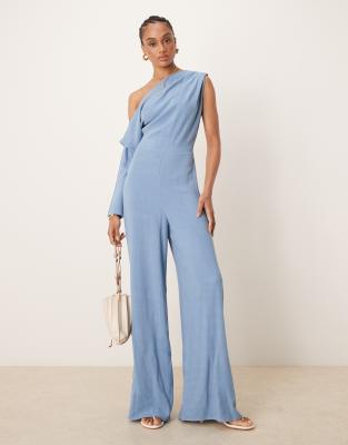 ASOS TALL ASOS DESIGN TALL LINEN MIX FALLEN SHOULDER JUMPSUIT 