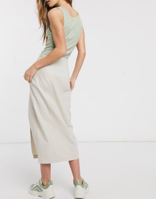 asos linen midi skirt