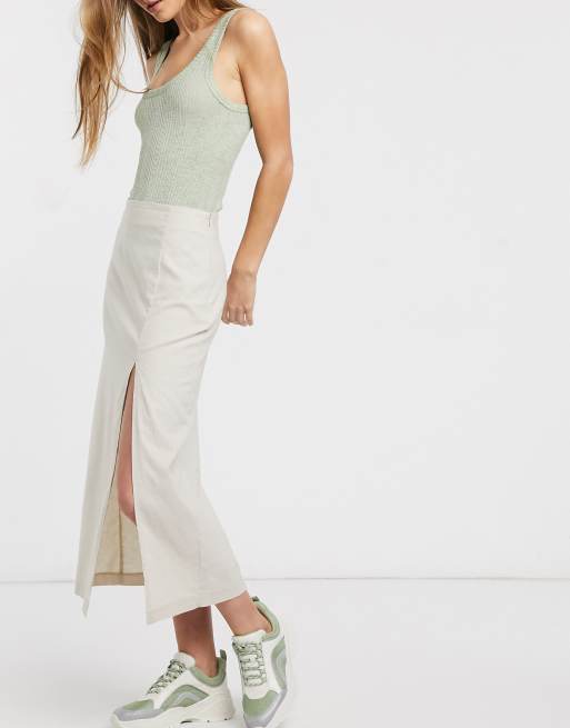 Asos linen 2025 midi skirt