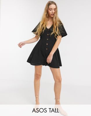 black frill sleeve tie back playsuit