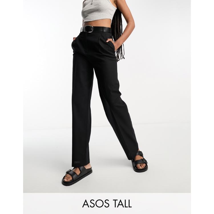 ASOS DESIGN Tall high waisted tapered trousers in olive linen