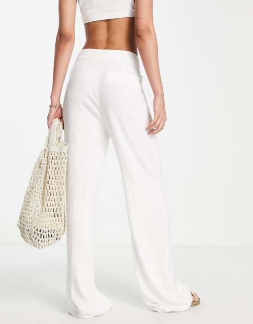 ASOS DESIGN Tall wide leg pants with linen in oatmeal