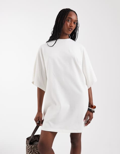 ASOS DESIGN Tall – Ljusbeige t-shirtklänning i minilängd med pingvinärm - view 1