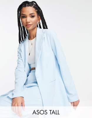 ASOS DESIGN Tall - Locker geschnittener Jersey-Anzugblazer in Blassblau