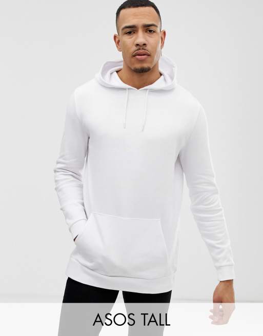 ASOS DESIGN Tall long line hoodie in white | ASOS