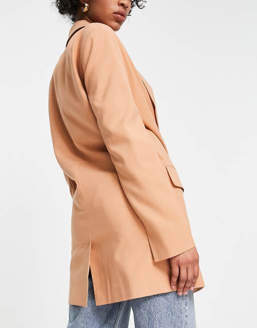 ASOS DESIGN Petite Long Line Perfect Blazer In Blush