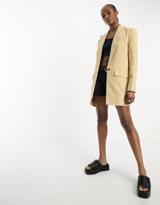 ASOS DESIGN Tall long line perfect blazer in stone