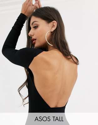 ASOS DESIGN long sleeve backless bodysuit in black