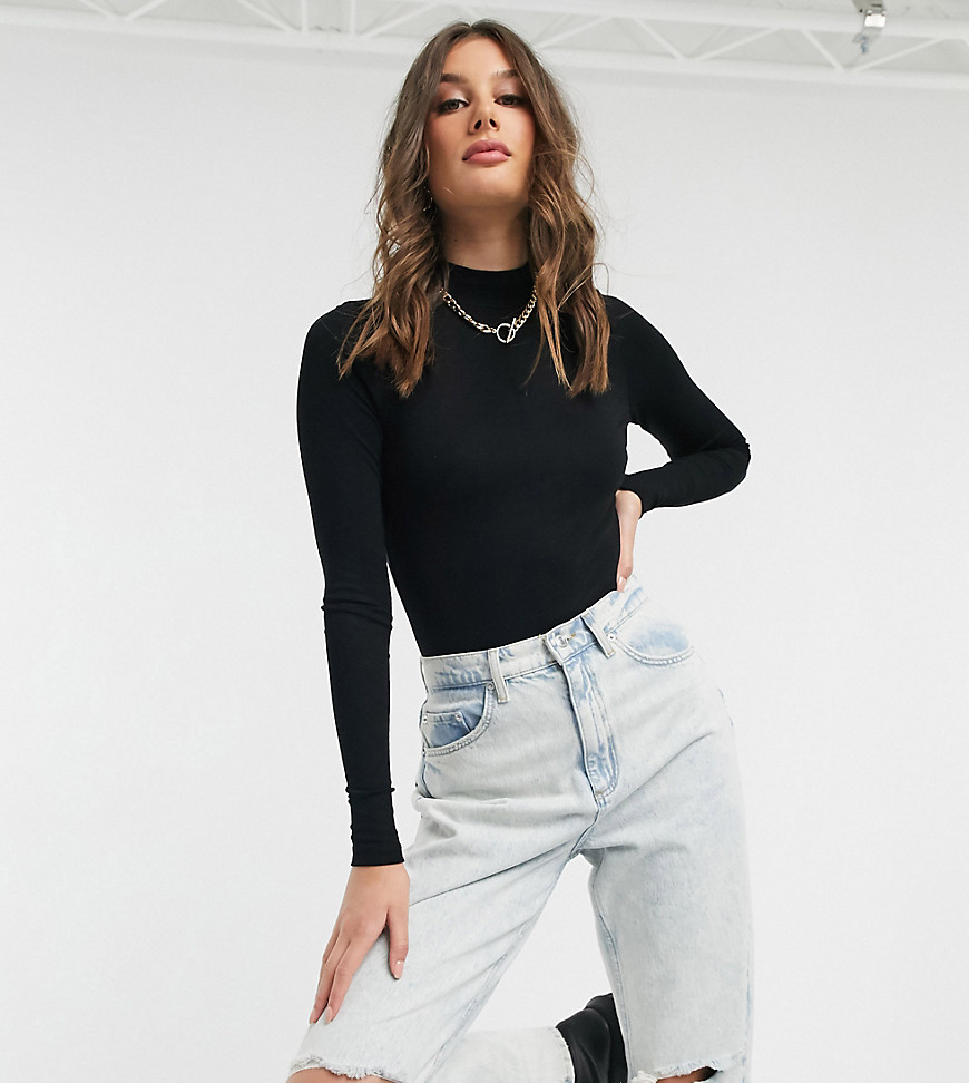 Asos Tall Asos Design Tall Long Sleeve Bodysuit With Turtle Neck In Black