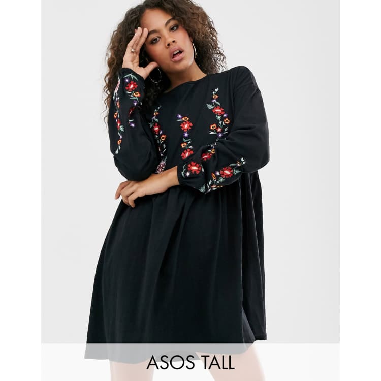 Asos molly goddard embroidered discount long sleeve smock dress