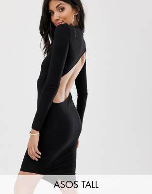 long sleeve open back bodycon dress