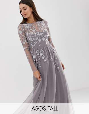 long sleeve embroidered gown