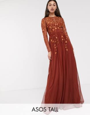 rust long sleeve dress