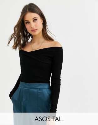 asos black off the shoulder top