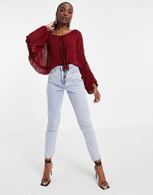 Sheer hot sale plunge top