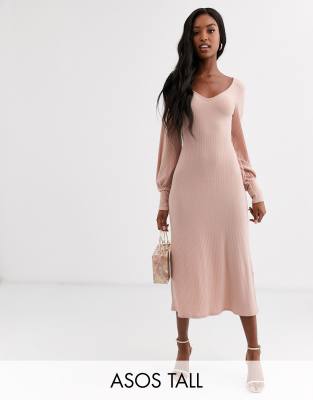 long sleeve fitted midi dress