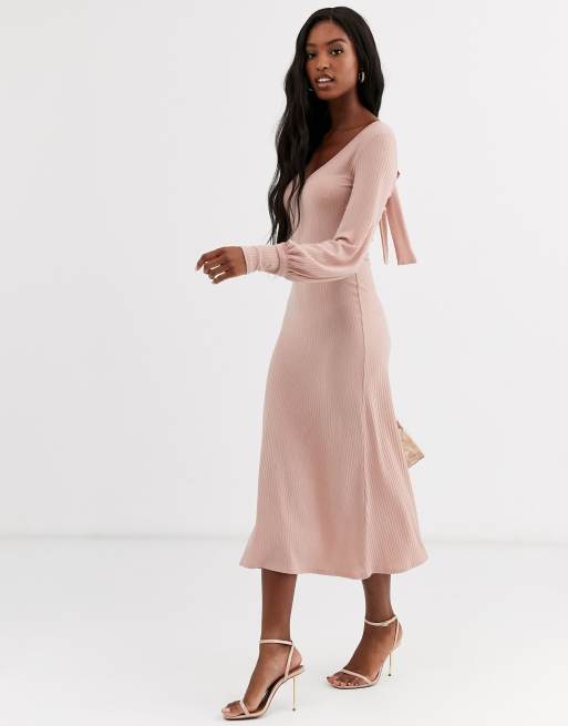 Asos design bow back midi sales prom dress