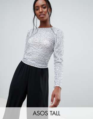 long sleeve top with sequin embellishment