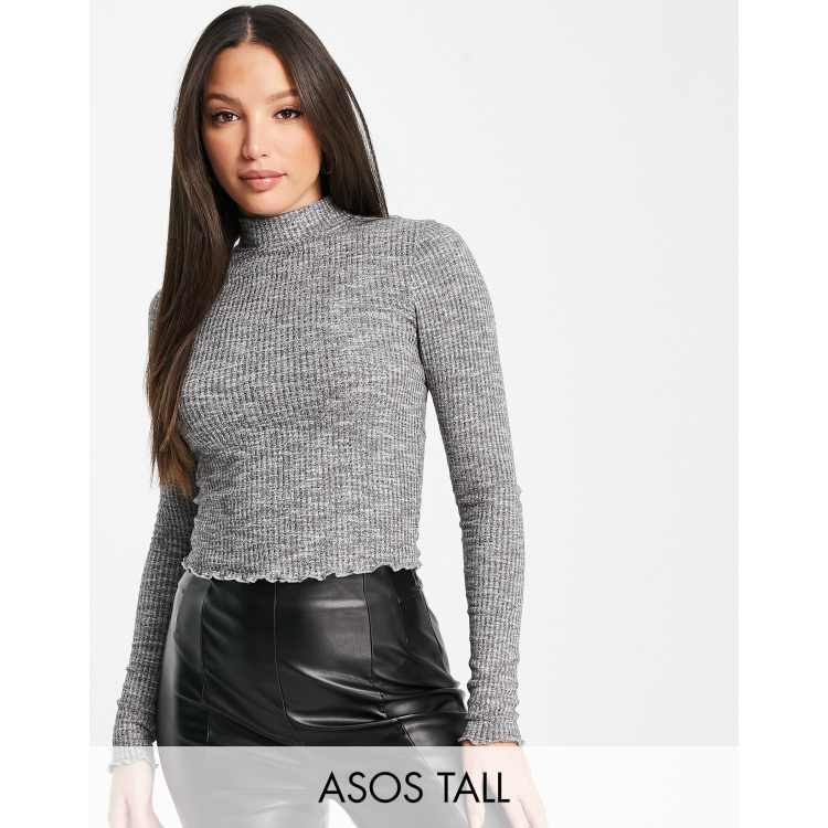 Grey turtleneck crop clearance top