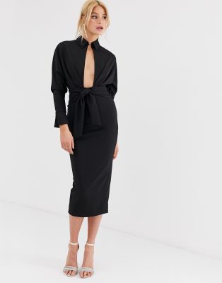 long sleeve shirt midi dress