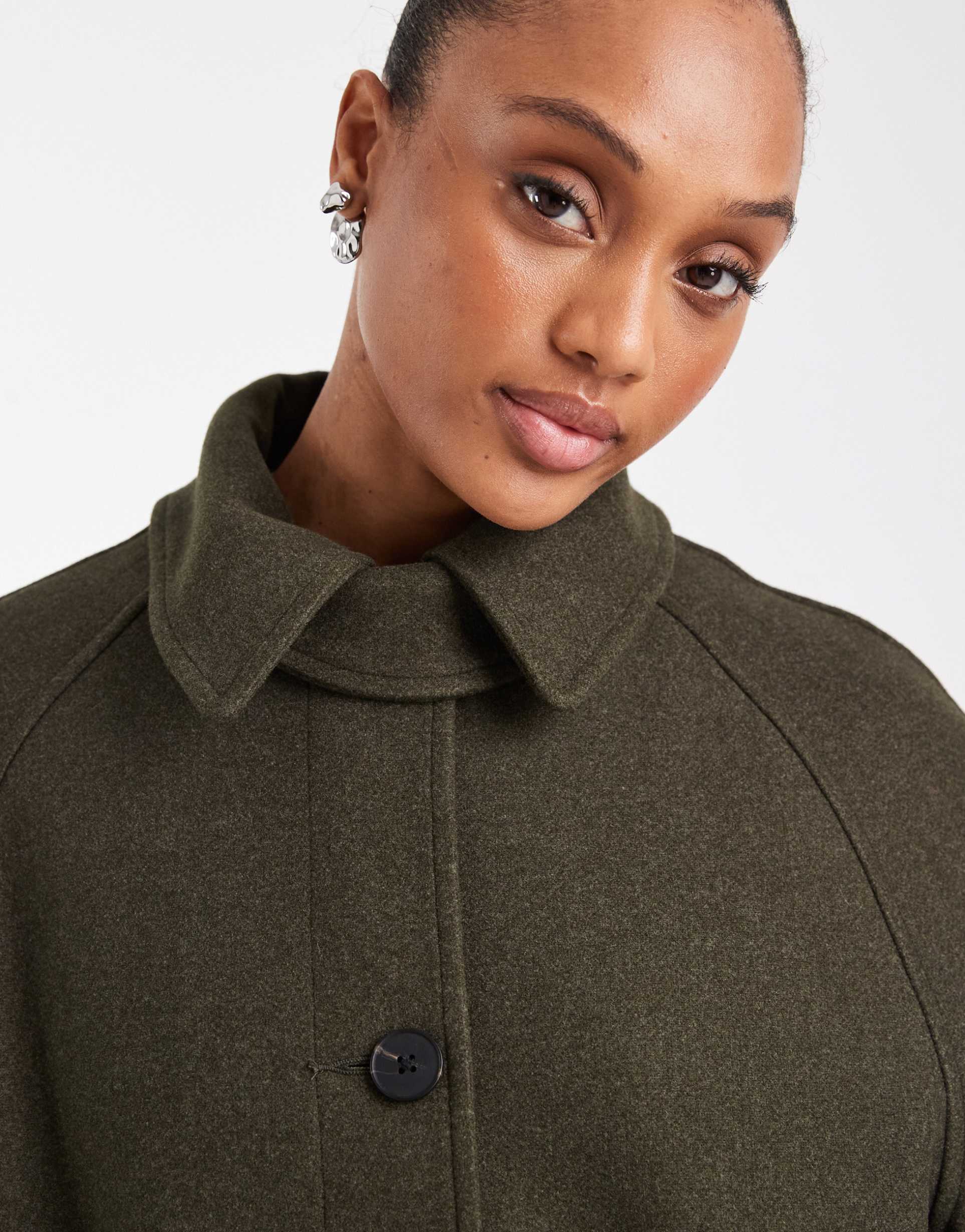 ASOS DESIGN Tall longline car coat in olive
