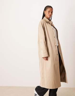 Asos Tall Asos Design Tall Longline Car Coat Trench In Neutral