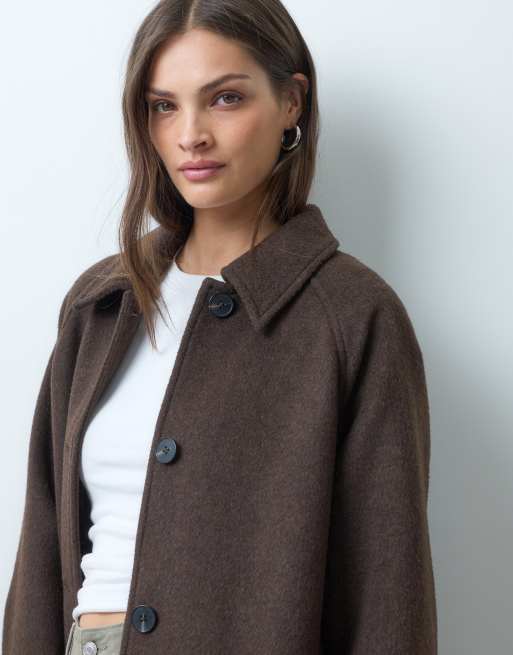 ASOS DESIGN Tall longline car coat with wool in deep chocolate, 2 of 4
