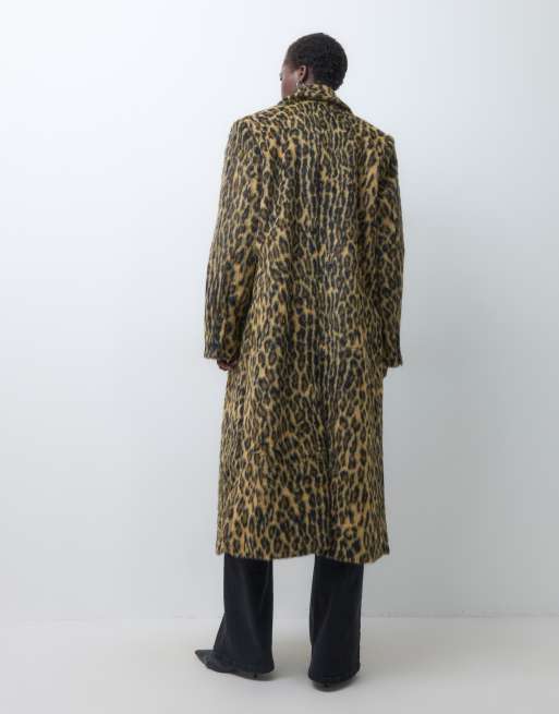 ASOS DESIGN Tall longline frakke i imiteret pels med leopardprint, 5 af 5