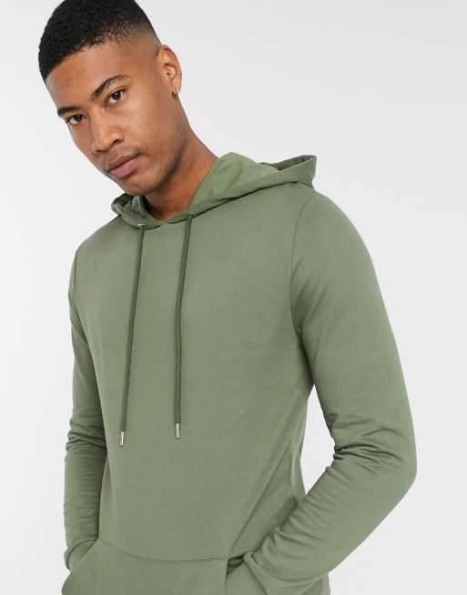 ASOS DESIGN Tall longline hoodie in khaki MGREEN ASOS