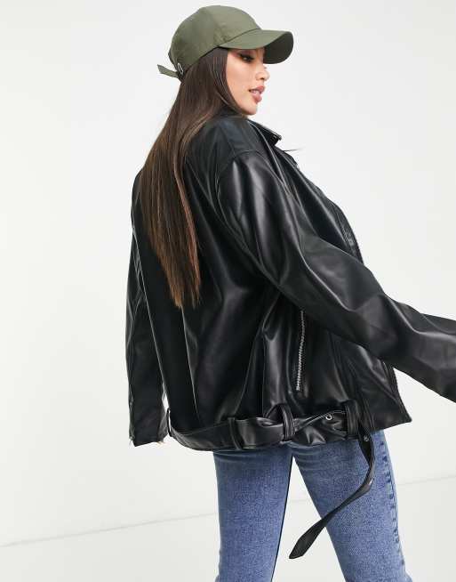 Asos tall hot sale leather jacket