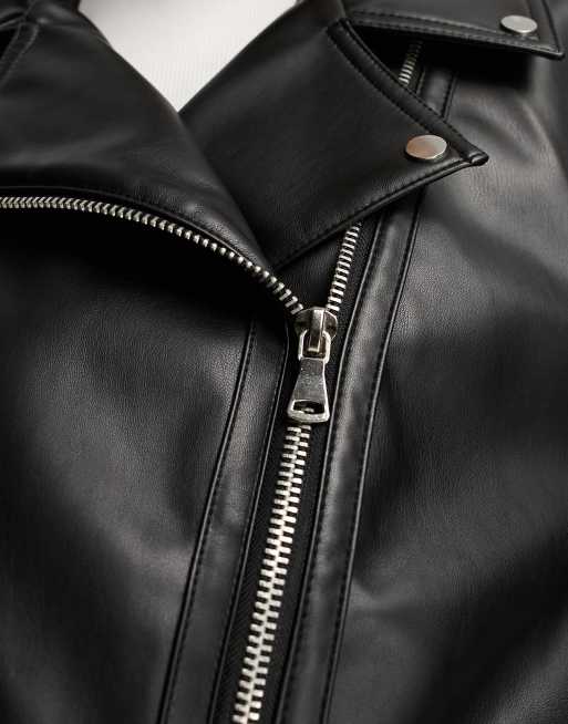 black leather biker longline Tall | in oversized faux ASOS jacket ASOS DESIGN