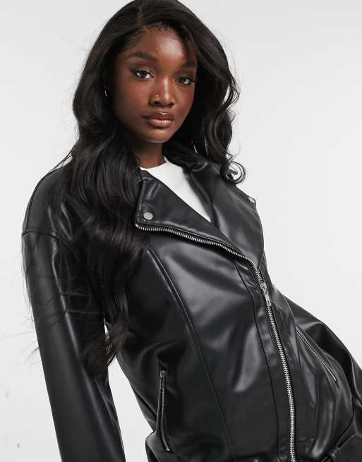 Womens longline biker outlet jacket