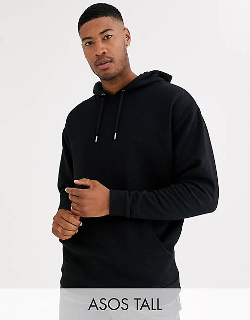 ASOS DESIGN Tall longline oversized hoodie in black | ASOS