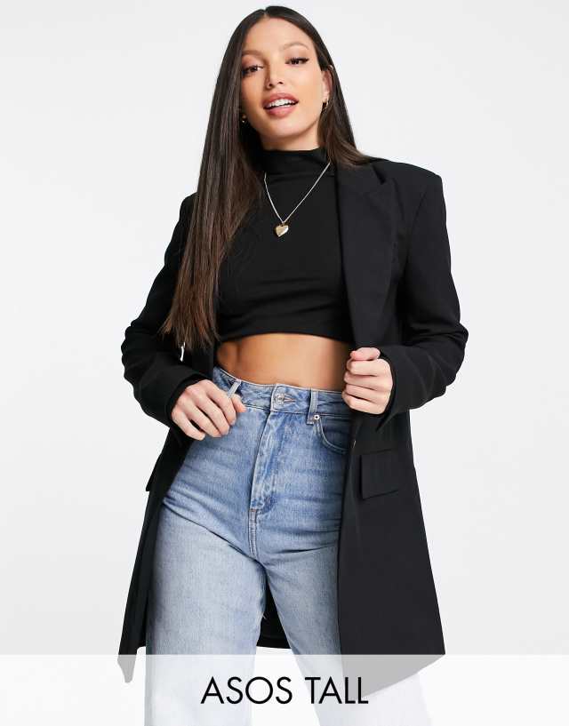 ASOS DESIGN Tall longline perfect blazer in black