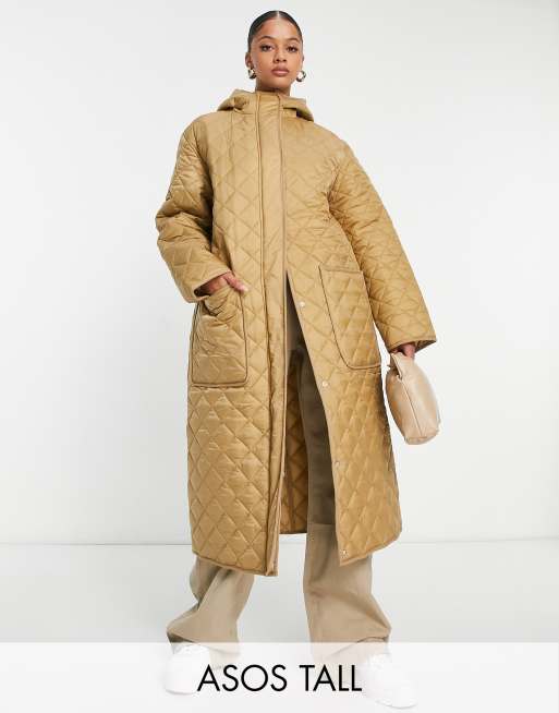 ASOS DESIGN longline puffer vest in camel