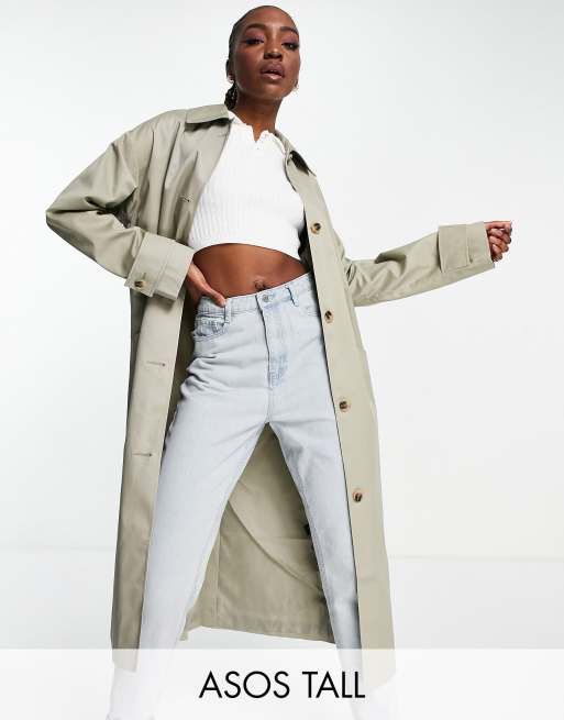 ASOS DESIGN longline trench coat in khaki