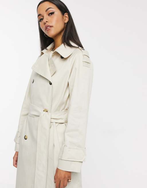 ASOS DESIGN longline trench coat in stone