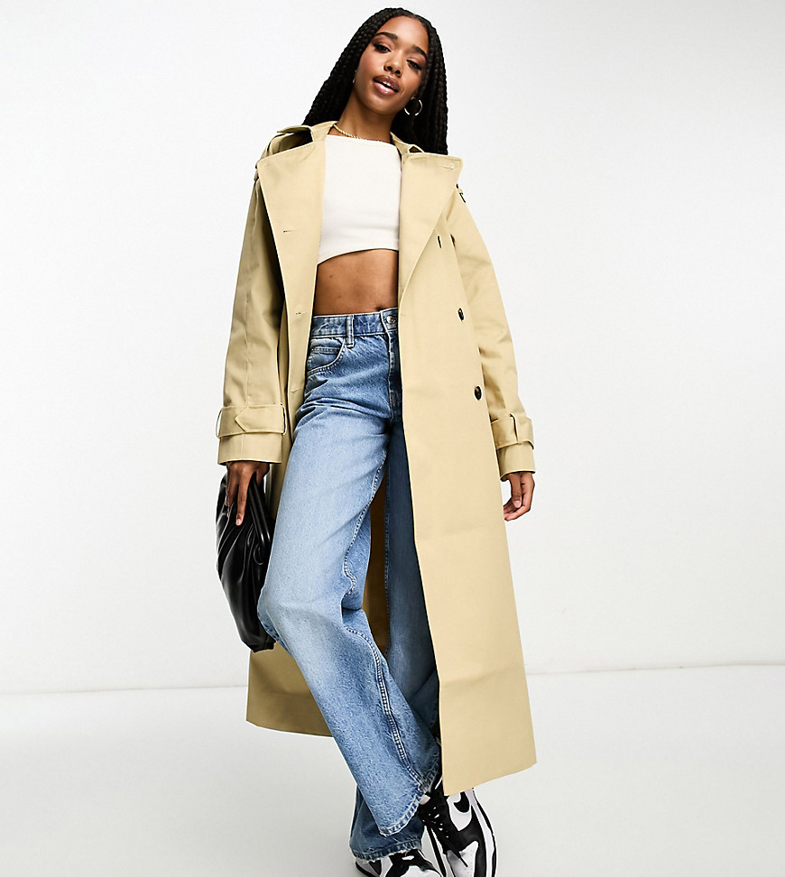 Asos Tall Asos Design Tall Oversized Utility Trench Coat In Stone-neutral In Brown
