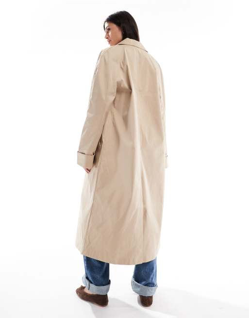 ASOS DESIGN Tall longline trench in stone, 3 of 4