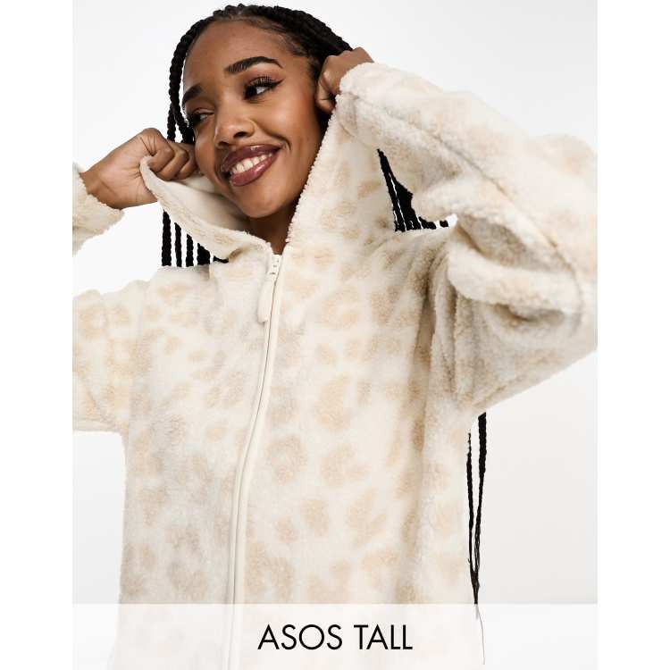 ASOS DESIGN cozy lounge borg hoodie w& sweatpants set in camel